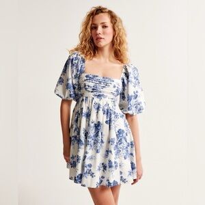 Abercrombie Emerson Poplin Puff Sleeve Mini Dress